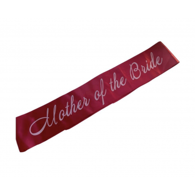 Premium Satin Sash Red with White Writing - MOTHER OF THE BRIDE (1 AVAILABLE)